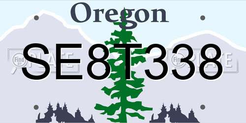 SE8T338 Oregon License Plate