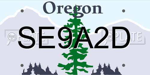 SE9A2D Oregon License Plate