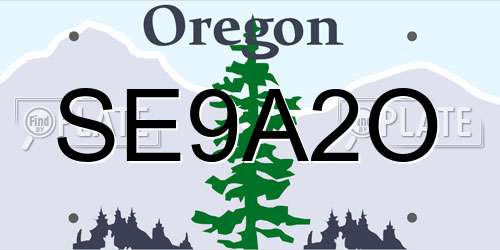 SE9A2O Oregon License Plate