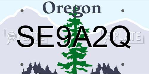 SE9A2Q Oregon License Plate