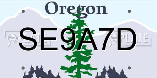 SE9A7D Oregon License Plate