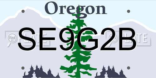 SE9G2B Oregon License Plate