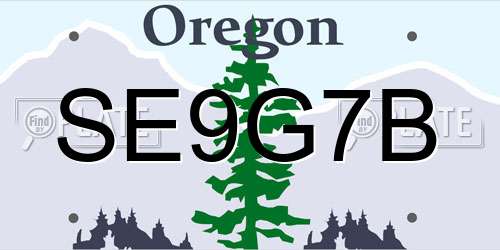 SE9G7B Oregon License Plate