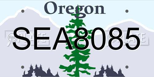 SEA8085 Oregon License Plate