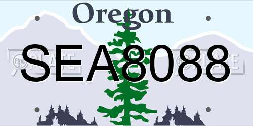 SEA8088 Oregon License Plate