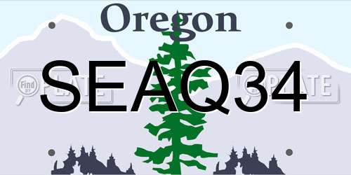 SEAQ34 Oregon License Plate