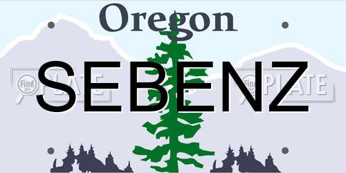 SEBENZ Oregon License Plate