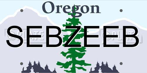SEBZEEB Oregon License Plate