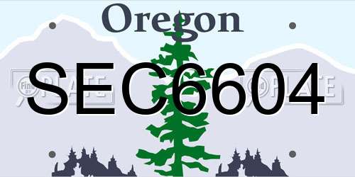 SEC6604 Oregon License Plate