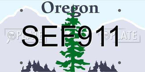 SEF911 Oregon License Plate