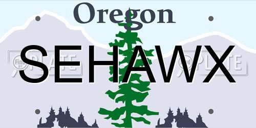 SEHAWX Oregon License Plate