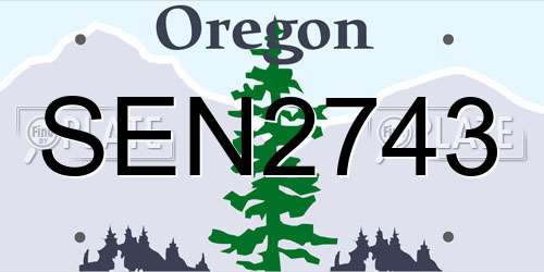 SEN2743 Oregon License Plate