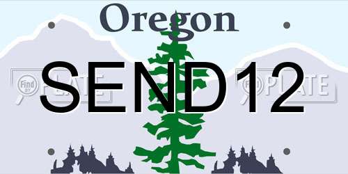 SEND12 Oregon License Plate