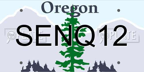 SENQ12 Oregon License Plate