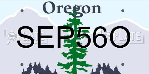 SEP56O Oregon License Plate