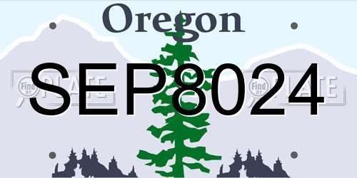 SEP8024 Oregon License Plate