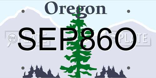SEP86O Oregon License Plate