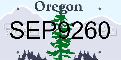 SEP9260 Oregon License Plate