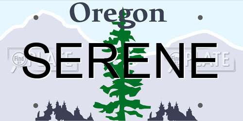 SERENE Oregon License Plate