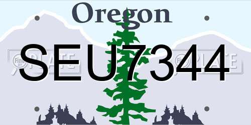 SEU7344 Oregon License Plate