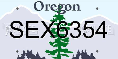 SEX6354 Oregon License Plate