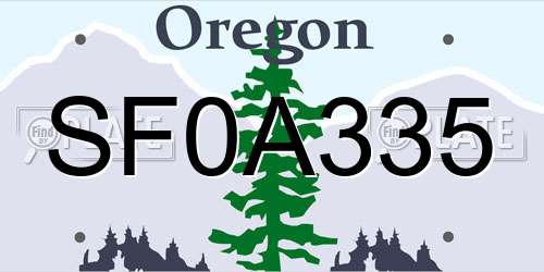 SF0A335 Oregon License Plate