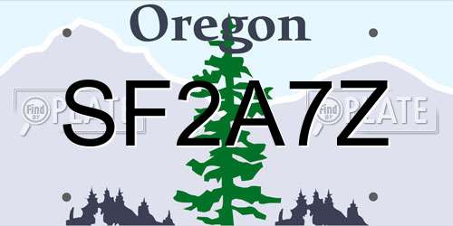 SF2A7Z Oregon License Plate