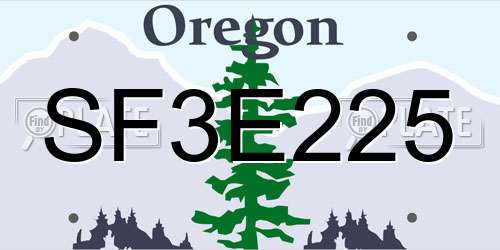 SF3E225 Oregon License Plate