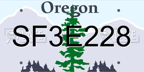 SF3E228 Oregon License Plate