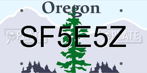 SF5E5Z Oregon License Plate