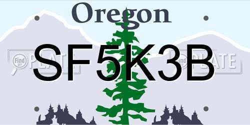 SF5K3B Oregon License Plate