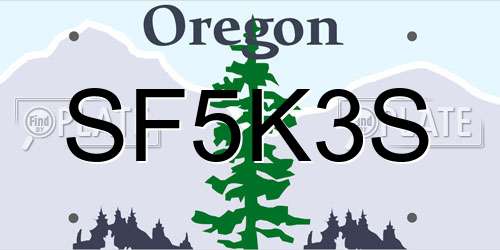 SF5K3S Oregon License Plate