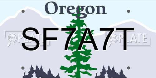 SF7A7T Oregon License Plate