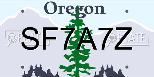 SF7A7Z Oregon License Plate