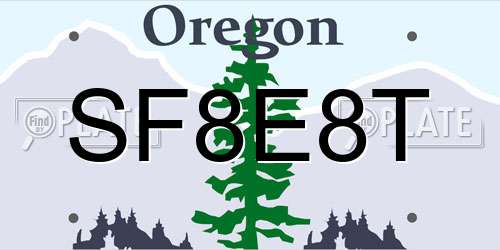 SF8E8T Oregon License Plate