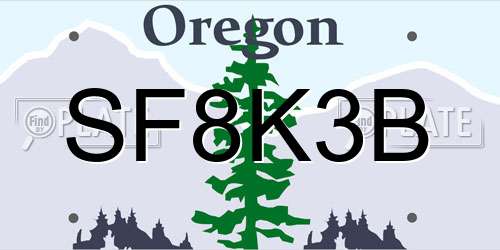 SF8K3B Oregon License Plate