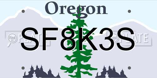 SF8K3S Oregon License Plate