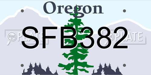 SFB382 Oregon License Plate