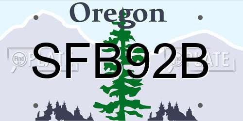 SFB92B Oregon License Plate
