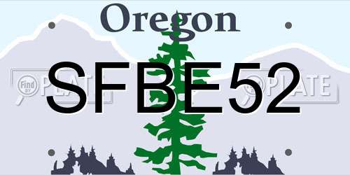 SFBE52 Oregon License Plate