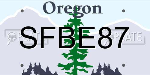 SFBE87 Oregon License Plate