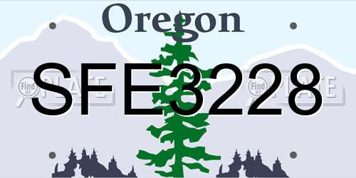 SFE3228 Oregon License Plate