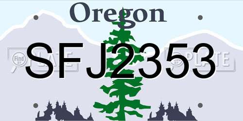 SFJ2353 Oregon License Plate