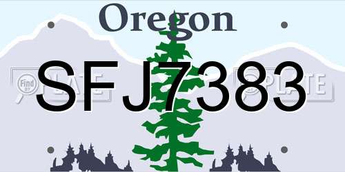 SFJ7383 Oregon License Plate