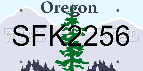 SFK2256 Oregon License Plate
