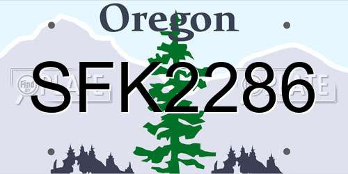 SFK2286 Oregon License Plate