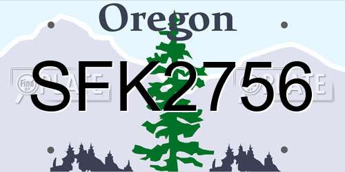SFK2756 Oregon License Plate