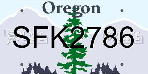 SFK2786 Oregon License Plate