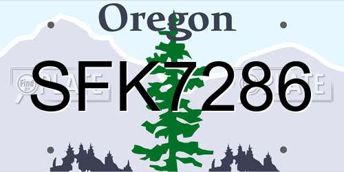 SFK7286 Oregon License Plate