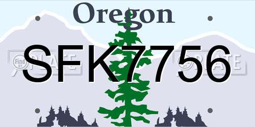 SFK7756 Oregon License Plate